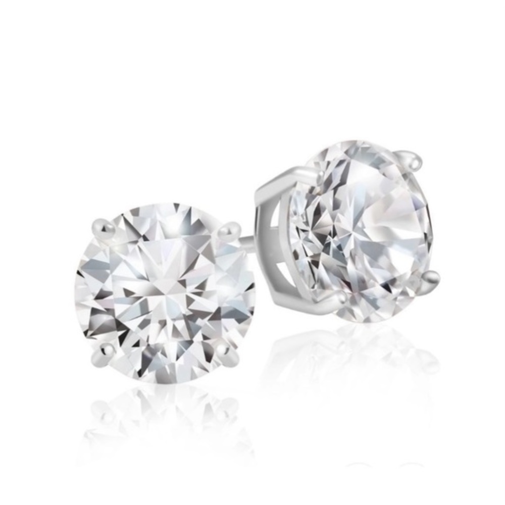 STERLING SILVER CUBIC ZIRCONIA STUDS - Picture 2 of 8